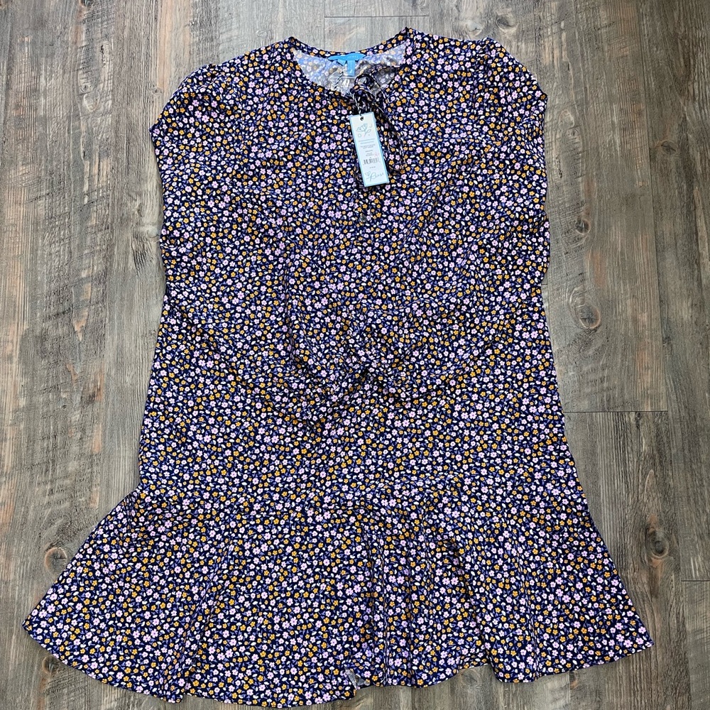 Tie Neck Flounce Shift Dress